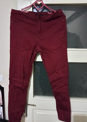 Bordo Dar Kesim Kadın Kumaş Pantolon - Görsel 3