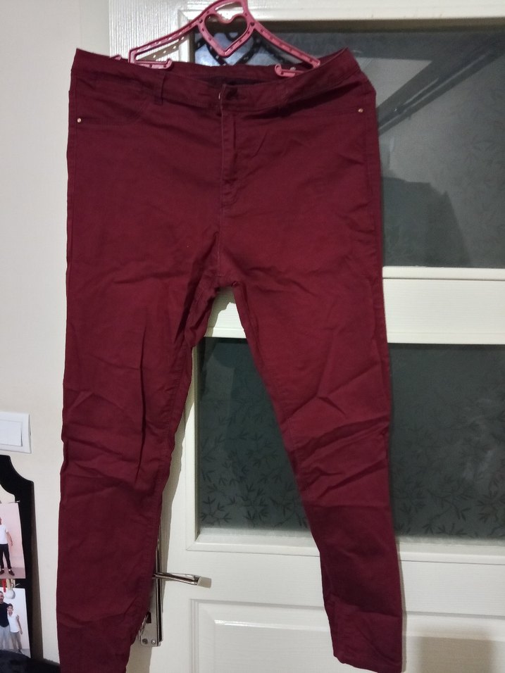 Bordo Dar Kesim Kadın Kumaş Pantolon - Görsel 3