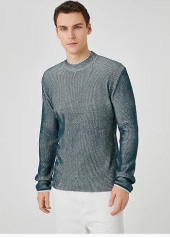 Gri Erkek Triko Bisiklet Yaka Kazak - Görsel 3