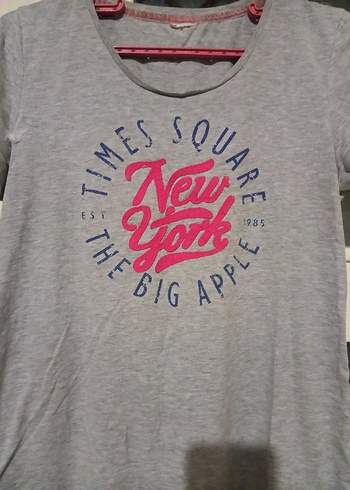 Kız Çocuk Gri Baskılı Kısa Kollu Tişört - Görsel 2