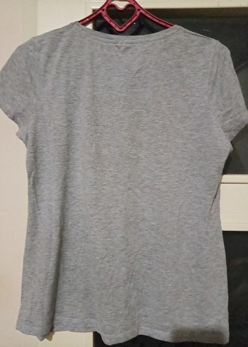 Kız Çocuk Gri Baskılı Kısa Kollu Tişört - Görsel 3