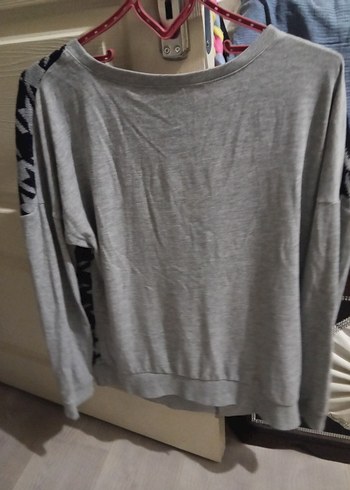 Gri Uzun Kollu Kadın Triko Kazak - Görsel 2