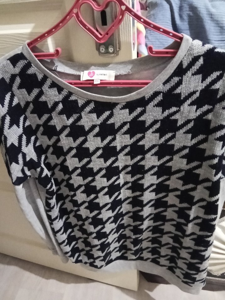 Gri Uzun Kollu Kadın Triko Kazak - Görsel 3