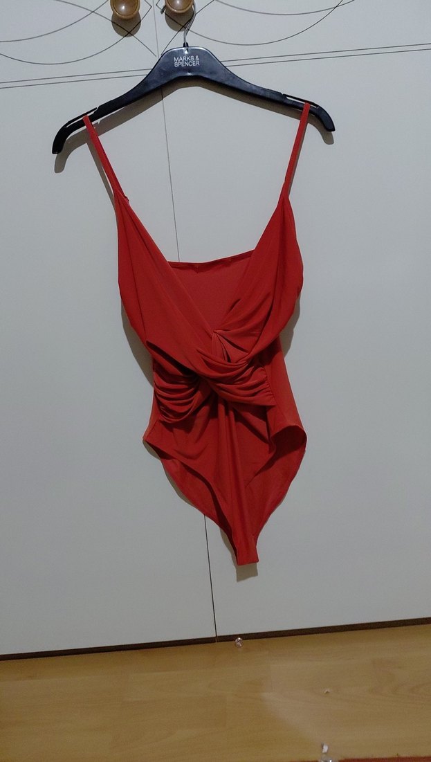 turuncu Drapeli Mini İnce Askılı üst - Görsel 2