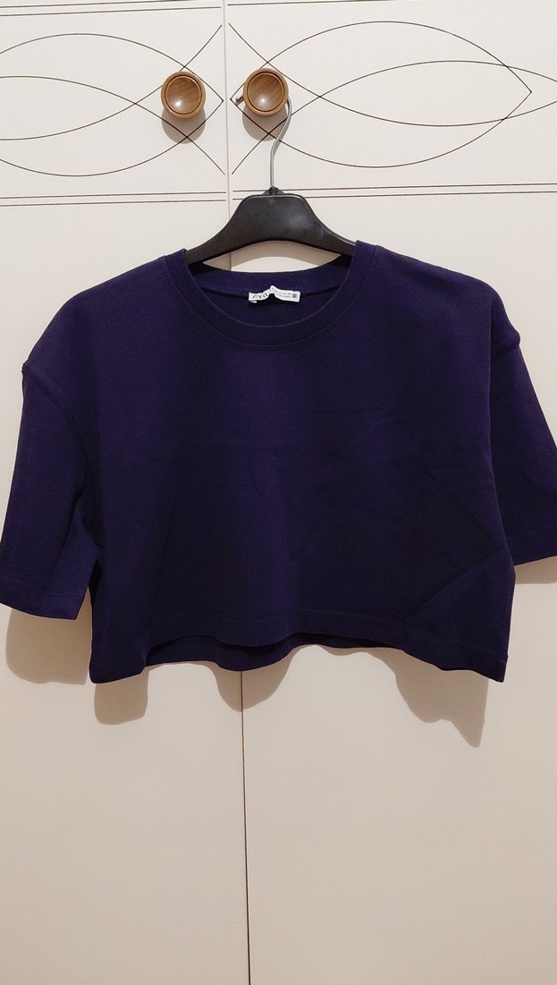 Kadın siyah Kısa Crop Top - Görsel 2