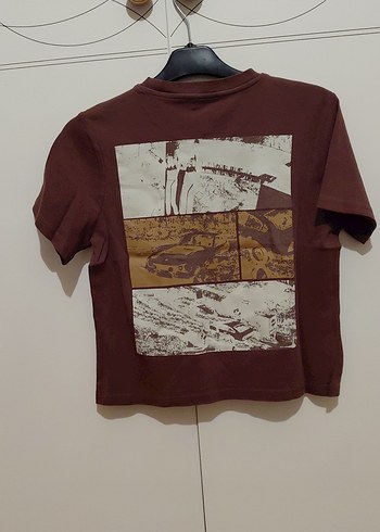 Kadın Kahverengi Süet Tişört - Görsel 4