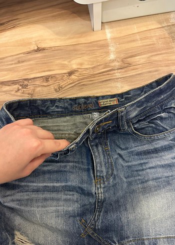 Düğmeli Mavi Kadın Kot etek