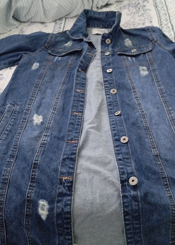 Düğmeli Mavi Kadın Denim Ceket