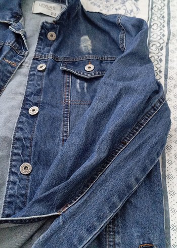 m Beden mavi Renk Düğmeli Mavi Kadın Denim Ceket