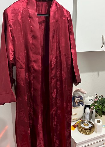 Bordo Parlak Kadın Bohem Salaş Sabahlık - Görsel 3