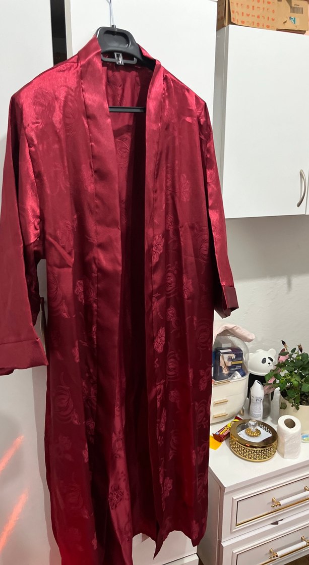 Bordo Parlak Kadın Bohem Salaş Sabahlık - Görsel 3