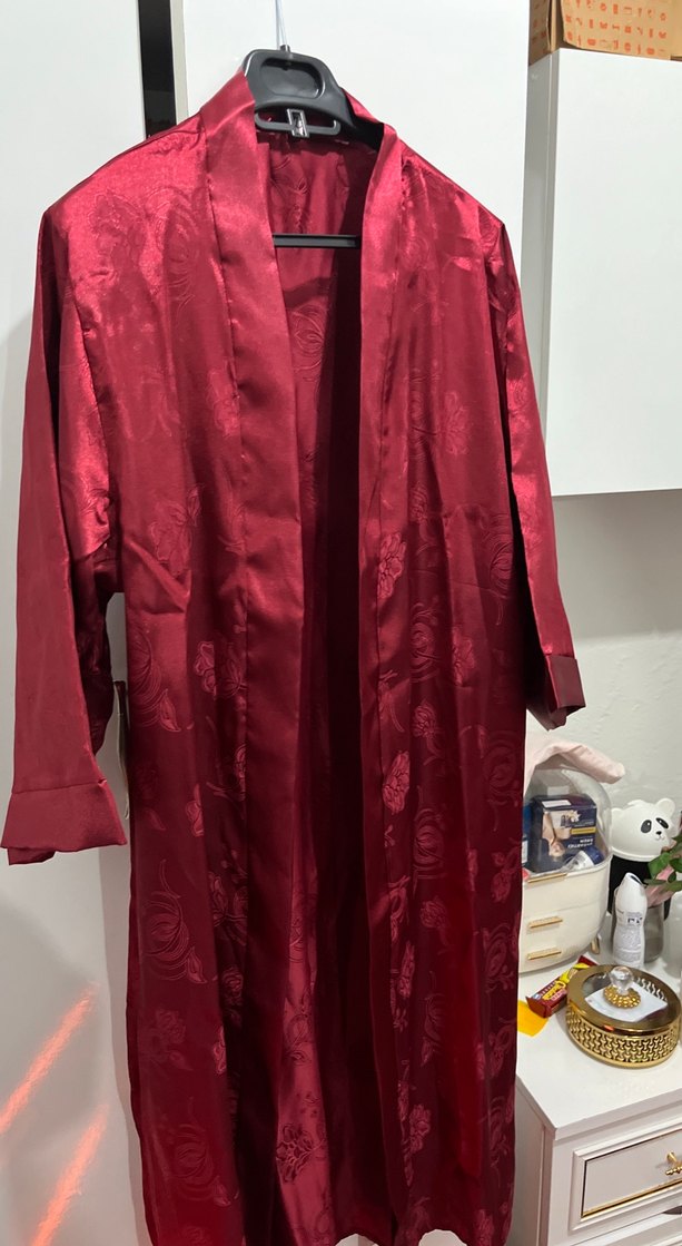 Bordo Parlak Kadın Bohem Salaş Sabahlık - Görsel 2