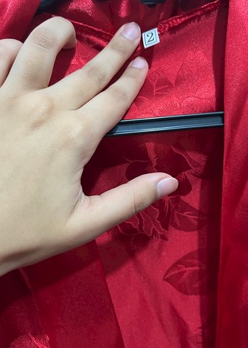 Parlak Kırmızı Vintage Midi Kadın Sabahlık - Görsel 6