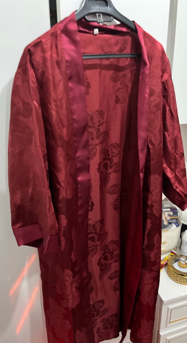 Bordo Kadın Bohem Midi Sabahlık - Görsel 2