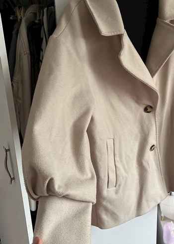 Bej Düğmeli Midi Kadın Kaban - Görsel 4