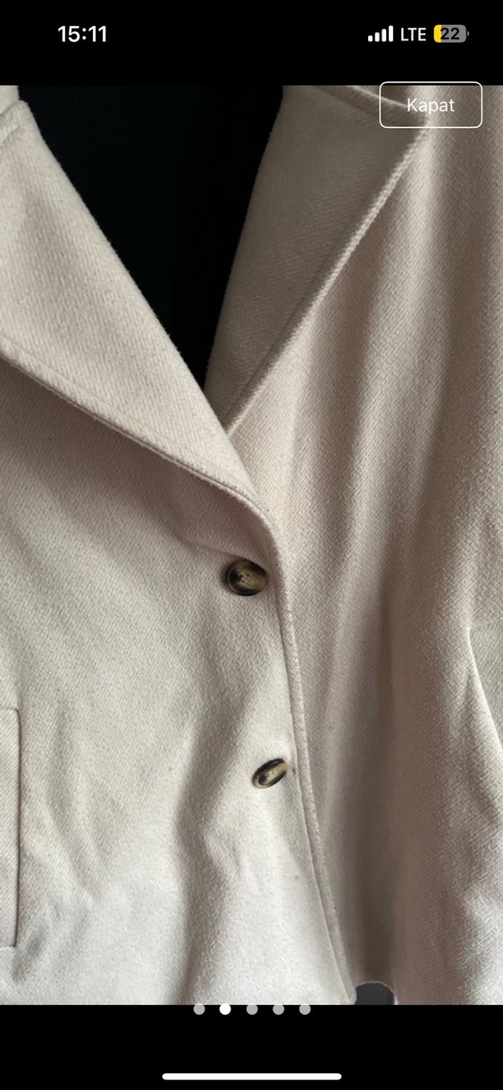 Bej Düğmeli Midi Kadın Kaban - Görsel 5