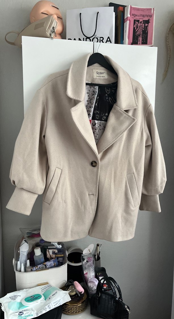 Bej Midi Boy Düğmeli  Kabanı - Görsel 2