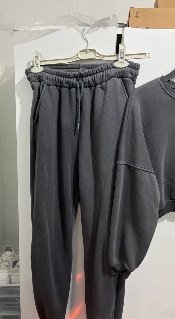 Gri Kadın Salaş Mini Eşofman Takımı - Görsel 3