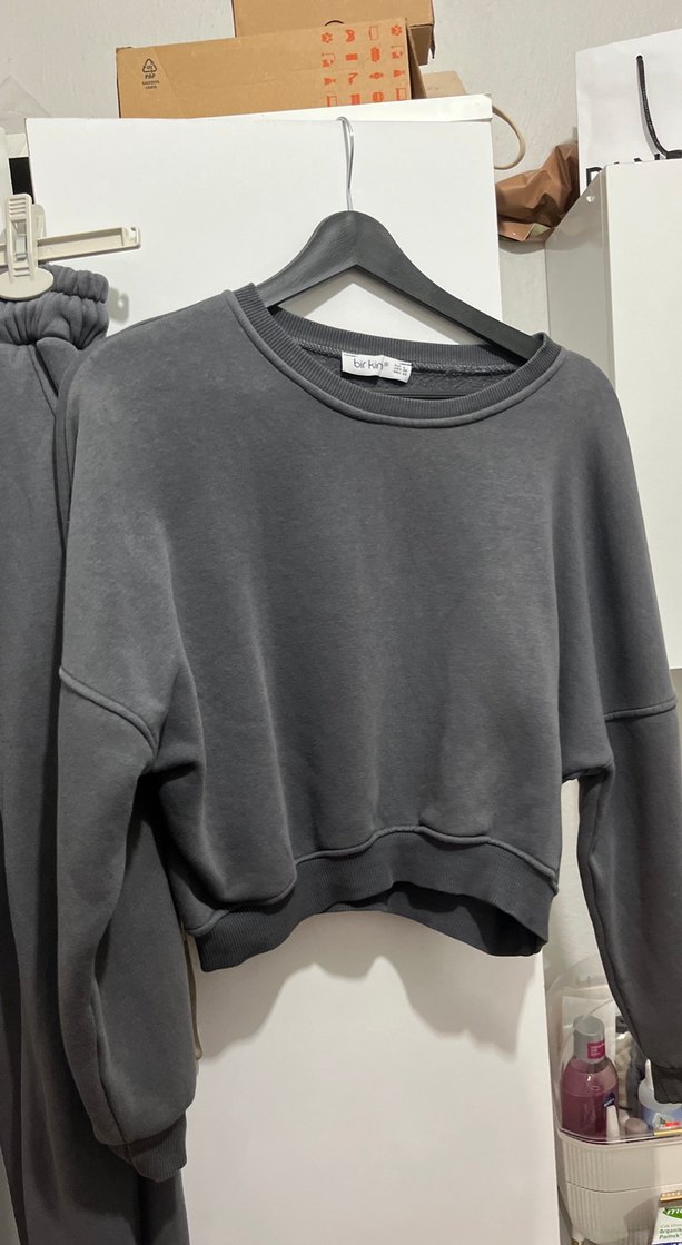 Gri Kadın Oversize Eşofman Takımı - Görsel 3