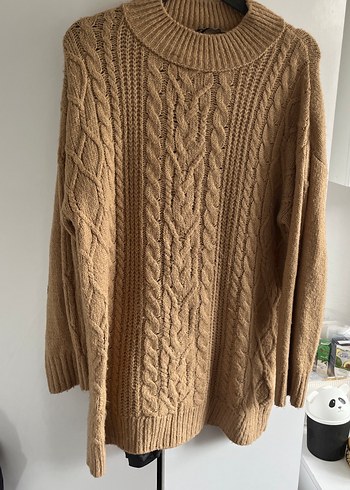 Bohem Tarz Uzun Kollu Kahverengi Örgü Kazak - Görsel 2