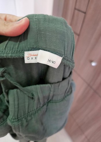 Kadın Turkuaz Keten Beli Kuşaklı Bol Kesim Pantolon - Görsel 3