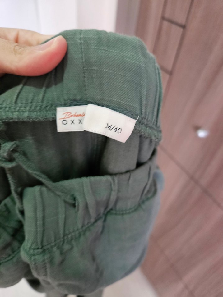 Kadın Turkuaz Keten Beli Kuşaklı Bol Kesim Pantolon - Görsel 3