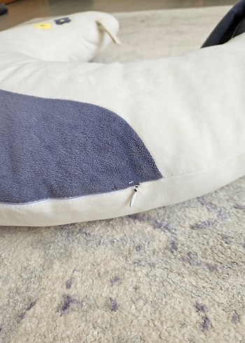 Gri Nakışlı Emzirme ve tumy time bebek yastığı - Görsel 5