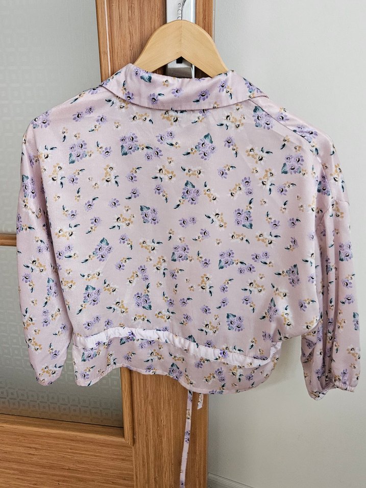 Düğmeli, Yarım Kollu, Pembe Kadın Bluz - Görsel 2