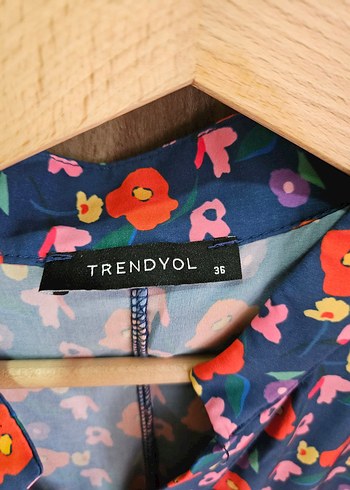 Renkli Desenli V Yaka Uzun Bohem Elbise - Görsel 3