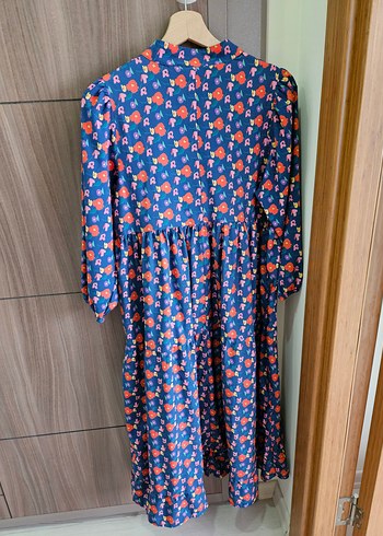 Renkli Desenli V Yaka Uzun Bohem Elbise - Görsel 2