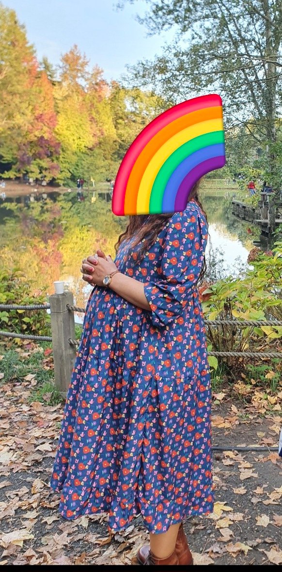 Renkli Desenli V Yaka Uzun Bohem Elbise - Görsel 4