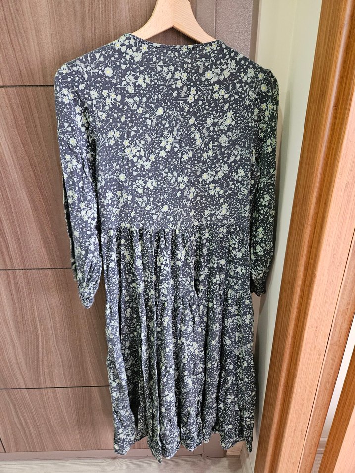 Uzun Gri Bohem Pamuk Elbise - Görsel 2