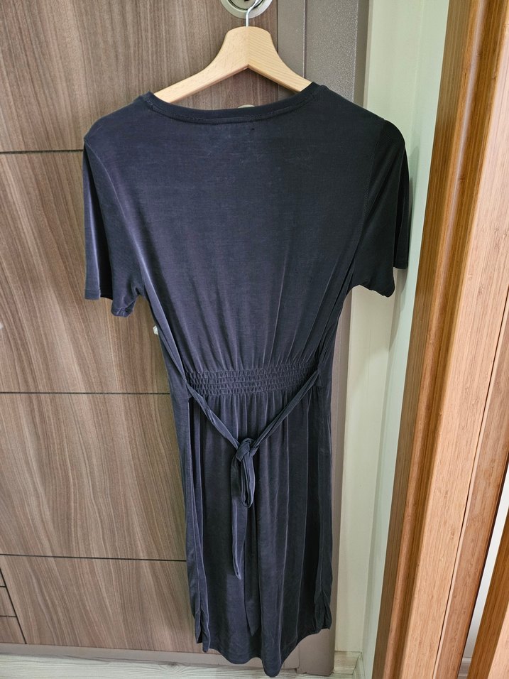 Antrasit Kadın Modal Midi Elbise - Görsel 2