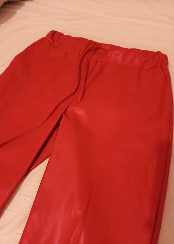 Kadın fuşyaı Deri Midi Pantolon - Görsel 2