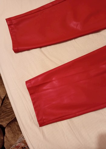 Kadın fuşyaı Deri Midi Pantolon - Görsel 3