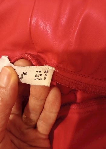 Kadın fuşyaı Deri Midi Pantolon - Görsel 4