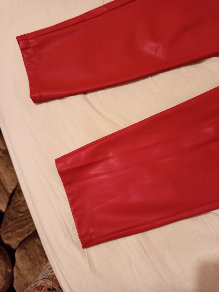 Kadın fuşyaı Deri Midi Pantolon - Görsel 3