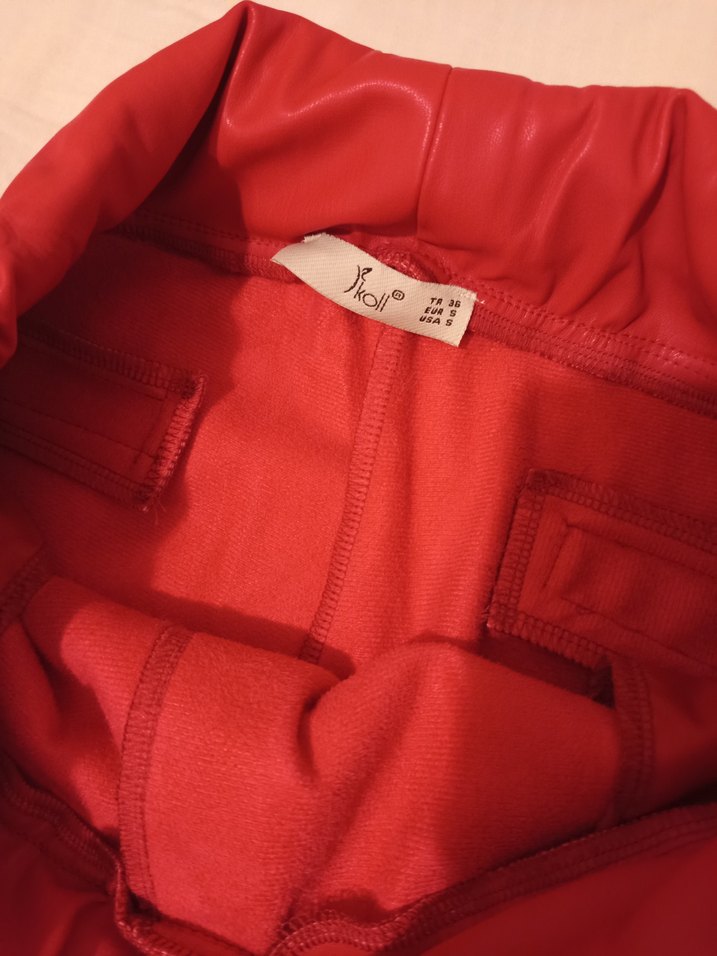 Kadın fuşyaı Deri Midi Pantolon - Görsel 5