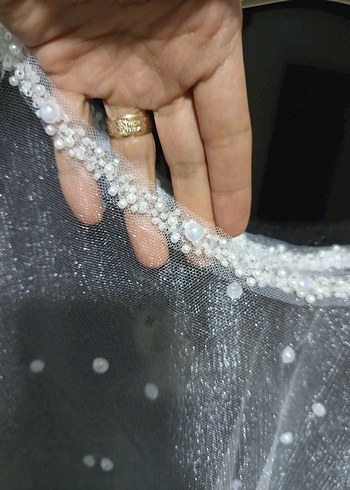 Nakışlı kırık beyaz Straplez Pelerin - Görsel 5