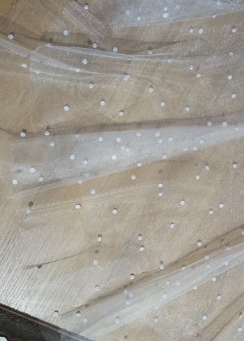 Nakışlı kırık beyaz Straplez Pelerin - Görsel 4