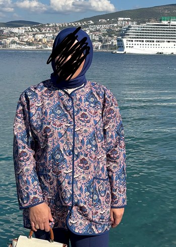 Bağlamalı Uzun Mavi Kadın Yağmurluk - Görsel 2