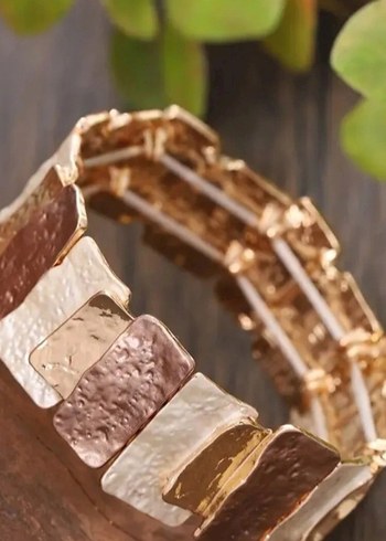 Bakır Renk Lastikli Bohem Bileklik - Görsel 2