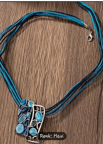 Bohem Etnik Mini Mavi Boncuklu Kolye - Görsel 3
