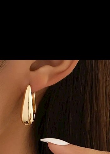 Paslanmaz Çelik Altın Renkli Klasik Tokalı Küpe - Görsel 2