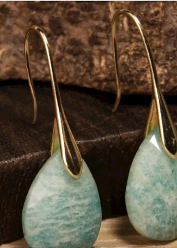 Amazonit Doğal Taş Küpe - Görsel 3