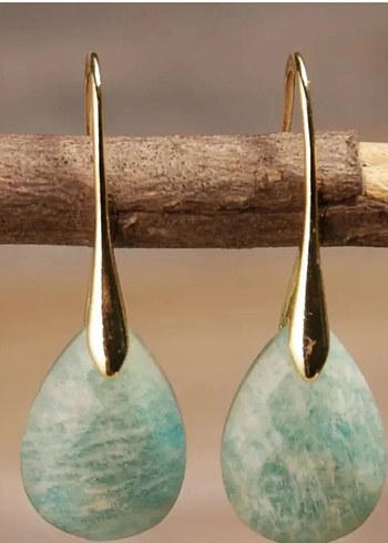 Amazonit Doğal Taş Küpe - Görsel 2