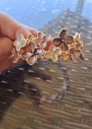 Çiçek Desenli Lastikli Bohem Bileklik - Görsel 2