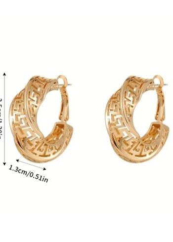 Paslanmaz Çelik İğneli Zincir Detaylı Mini Altın Halka Küpe - Görsel 3