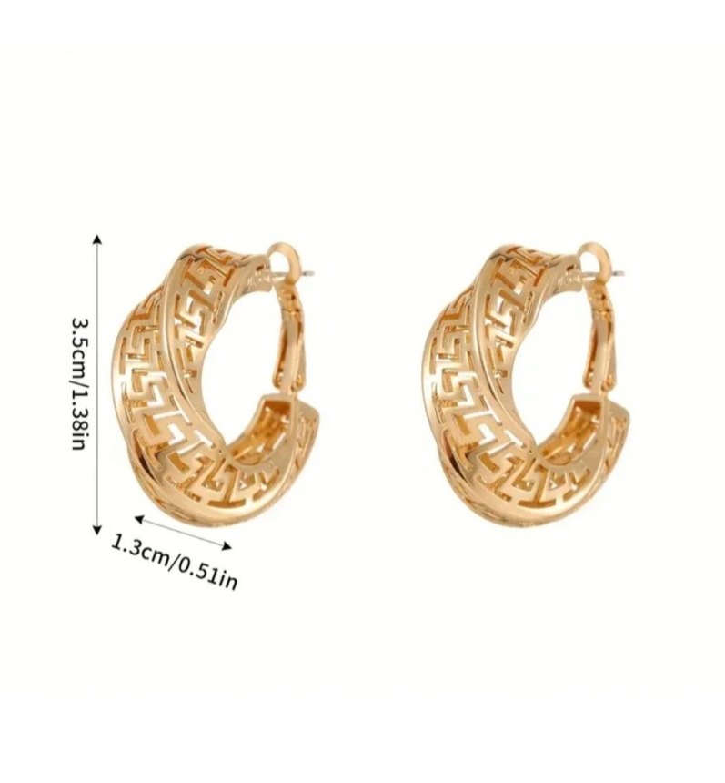 Paslanmaz Çelik İğneli Zincir Detaylı Mini Altın Halka Küpe - Görsel 3