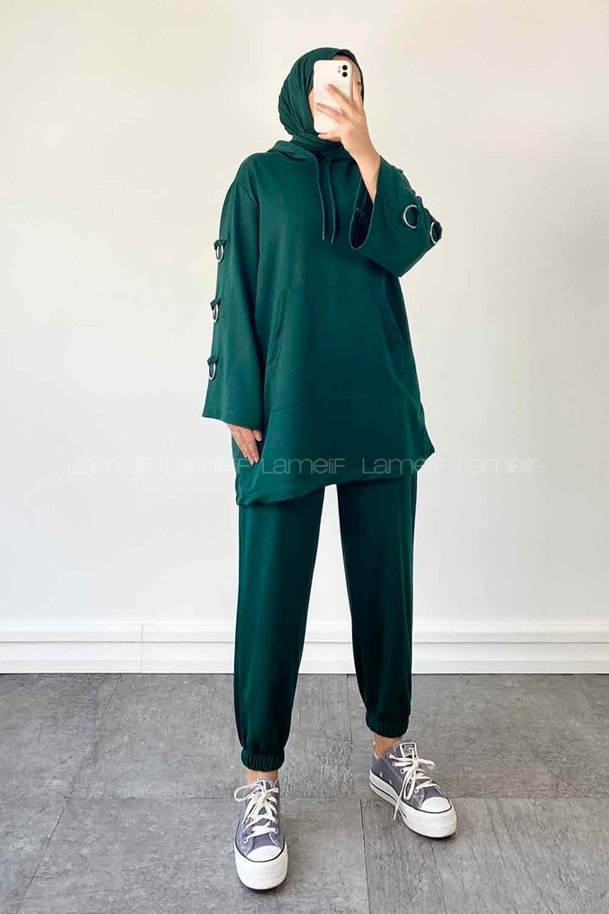 Kadın Haki Oversize Eşofman Takımı - Görsel 2